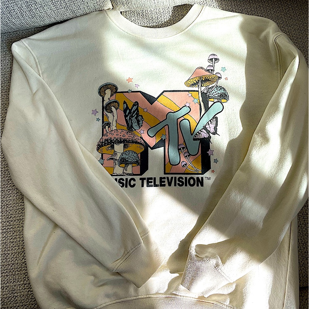MTV sweater. Used (minimal use), small, and white.